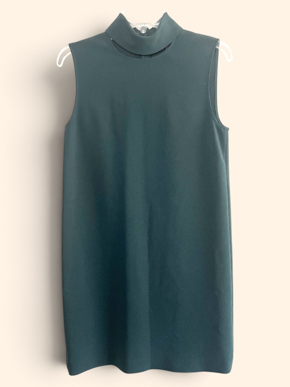 Theory Split Collar Dark Billiard Green Admiral Crepe Mini Dress Size 2